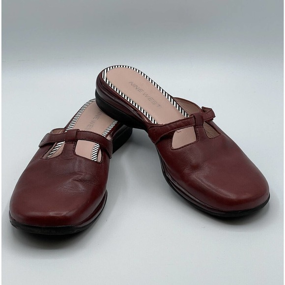 Nine West Shoes - Nine West Red Leather Comfort Mule Flats Mary Jane Casual Slip On Women's 7